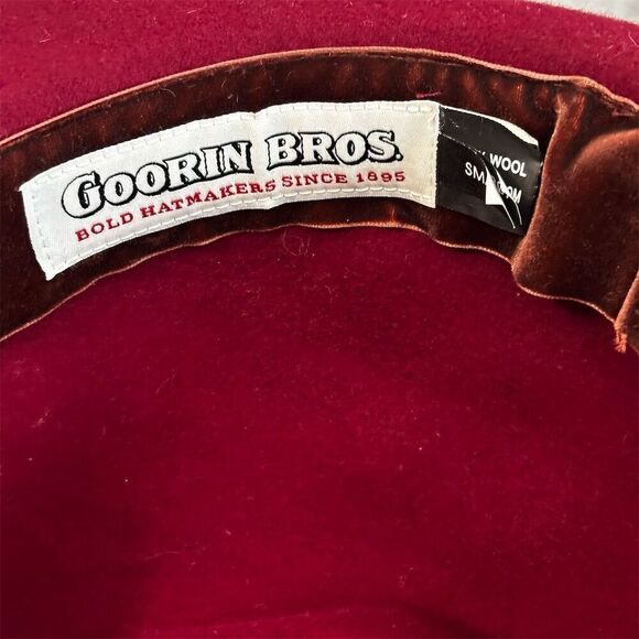 Goorin Bros Unisex Semi-Floppy Wool Hat Red Velvet Band Bow Detail S - Picture 4 of 7